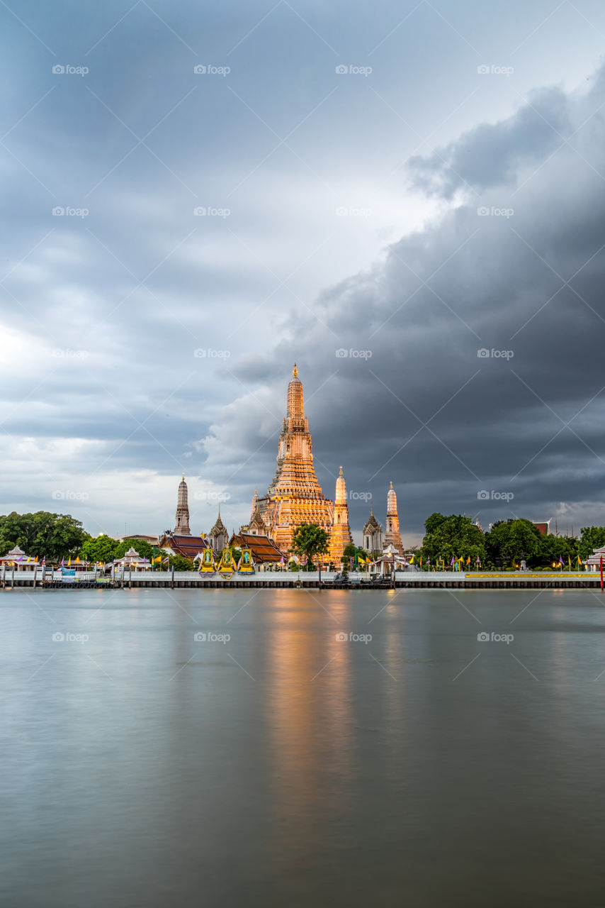 Nice view of the famous Wat Arun pagoda in Bangkok Thailand