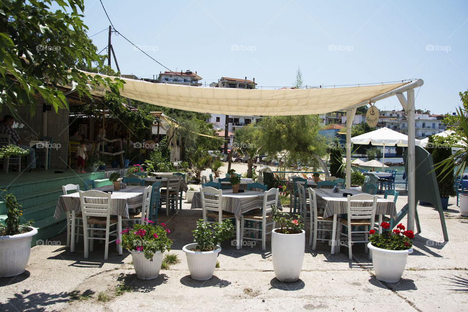 Typical Greek tavern. typical greek tavern in Skala Marion,Thassos island,Greece