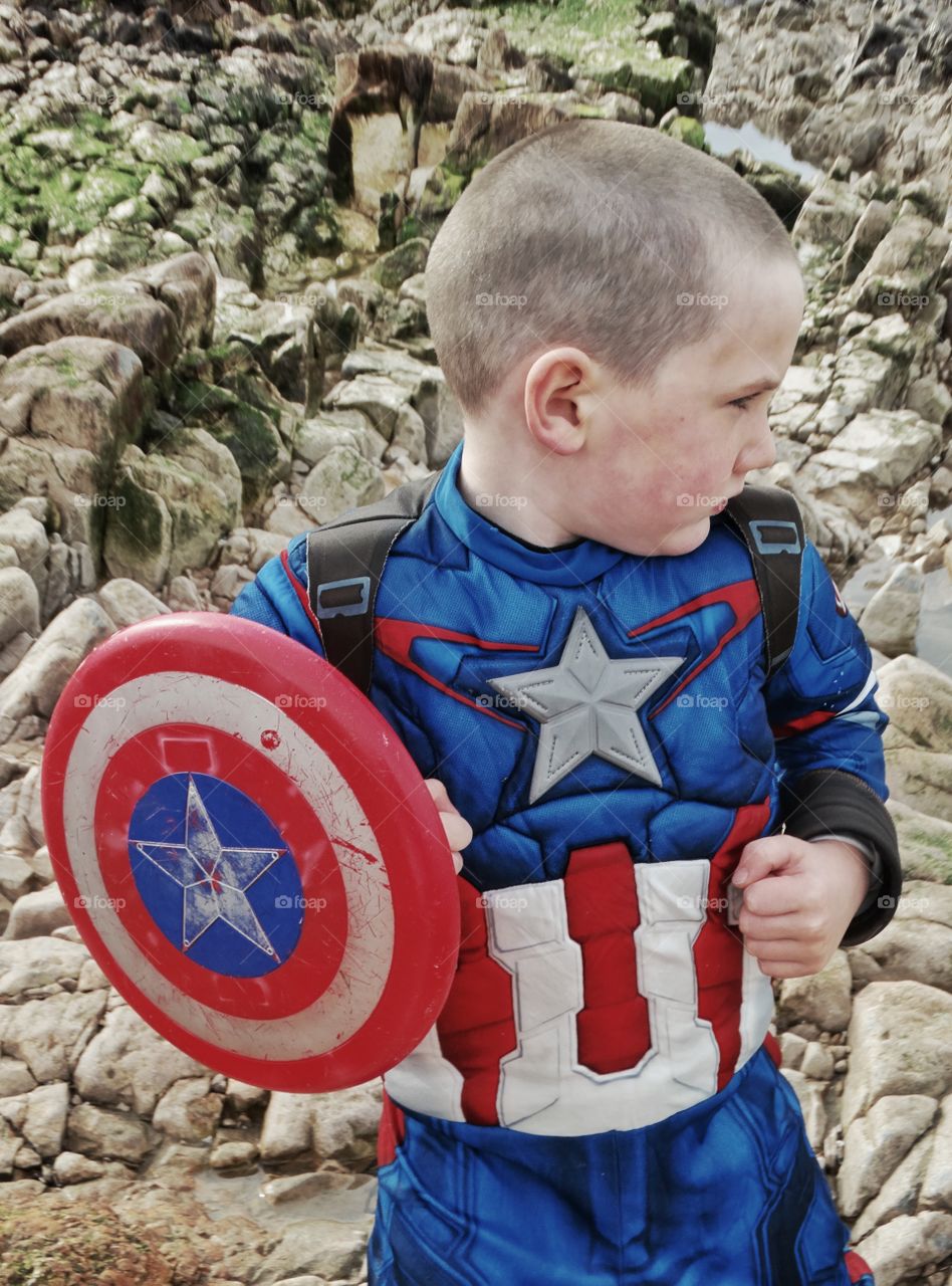 Boy In Captain America Costume