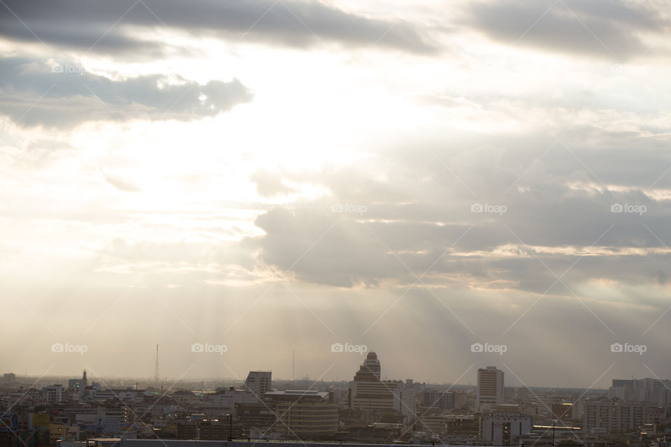 Ray of light above the city 