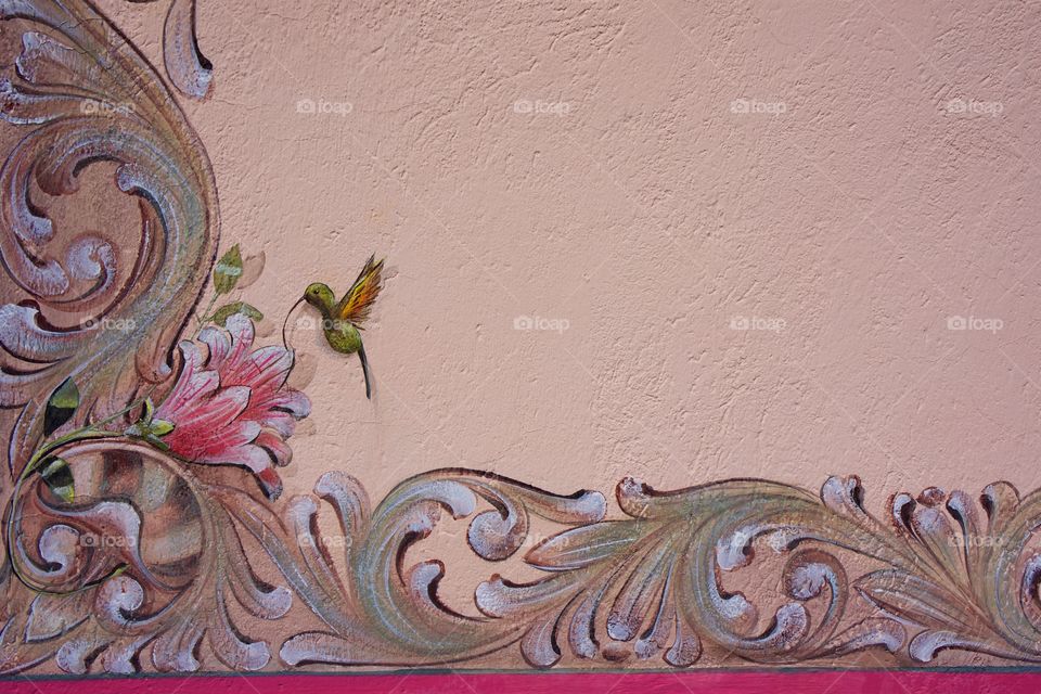 Colorful wall art decoration on the exterior of a home in San Miguel de Allende, Mexico.