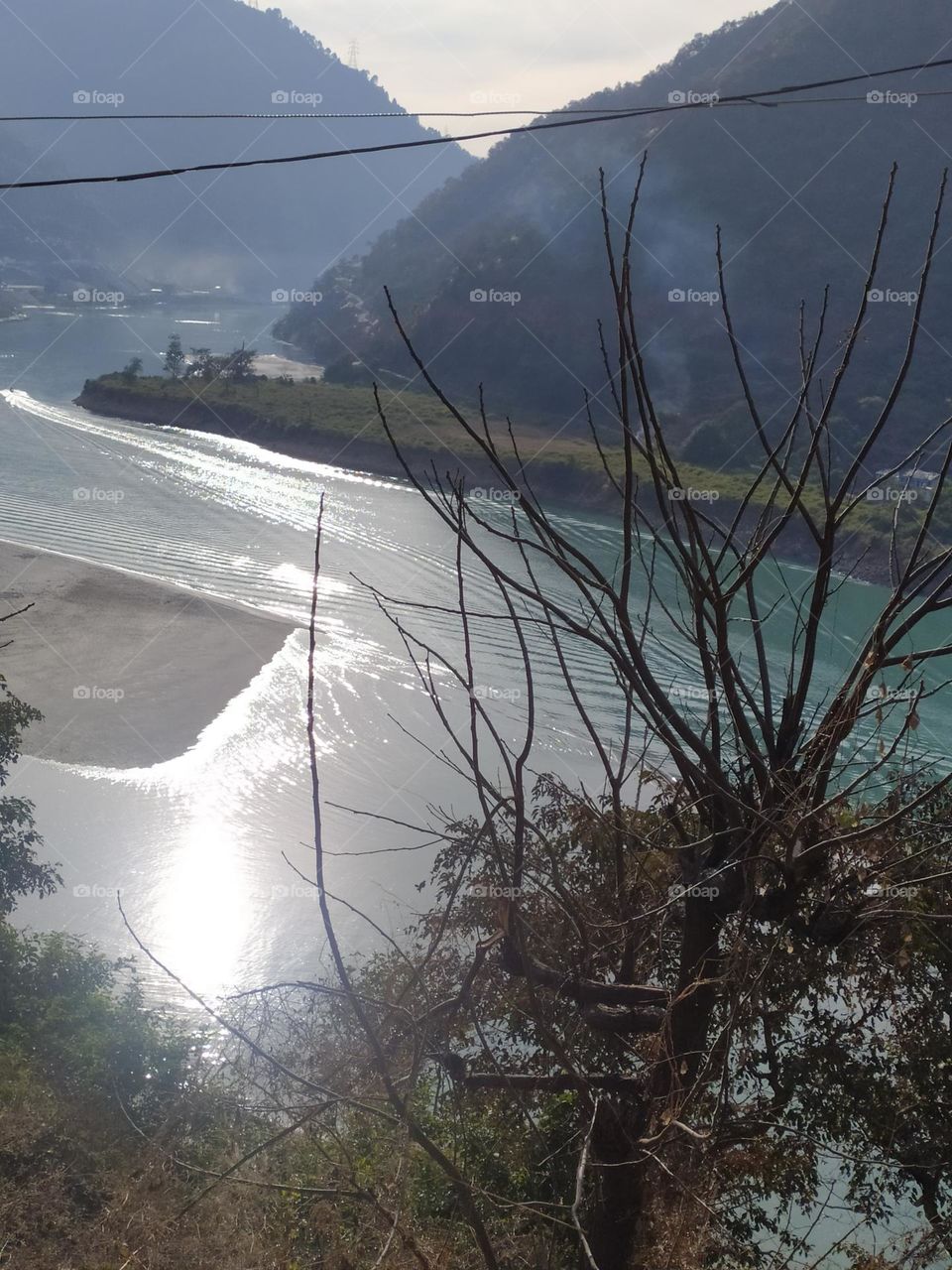 Wonderful view of the Sacred river Alaknanda at Srinagar, Garhwal, Uttarakhand