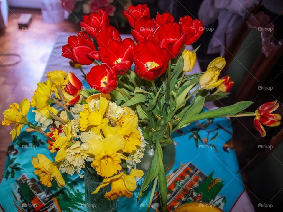 Spring floweres in a vase