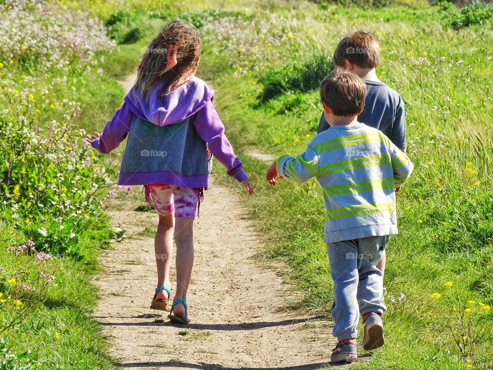 Joyful Children On A Country Path