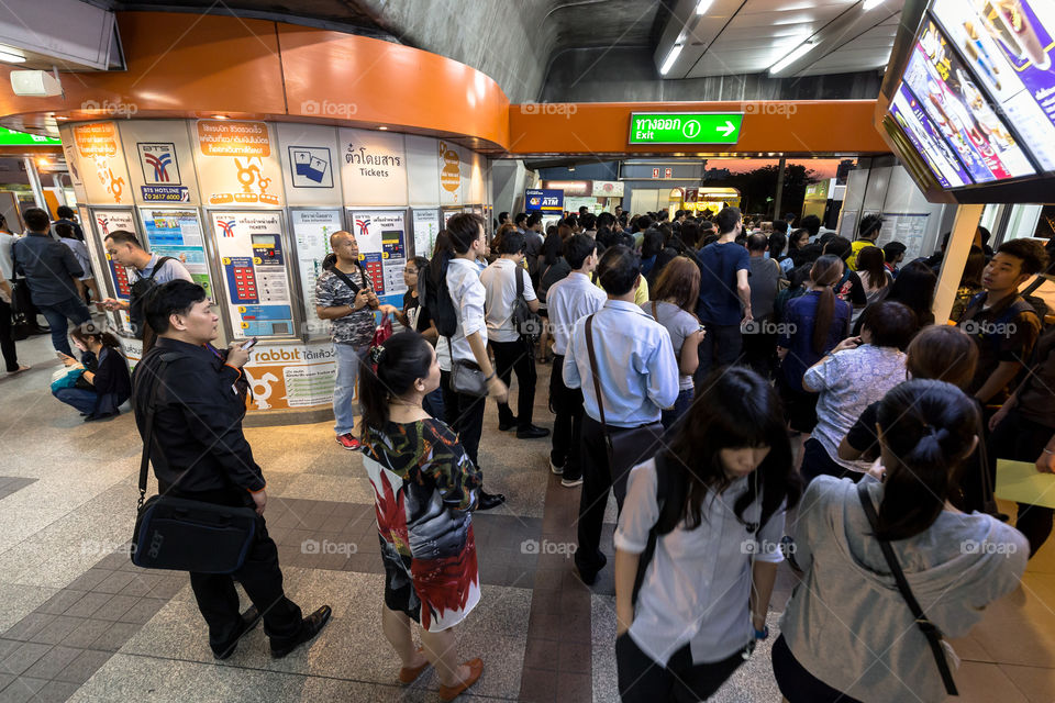 People at BTS public train station 