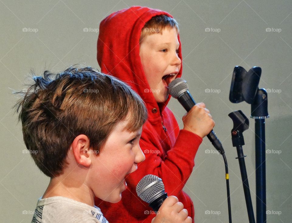 Young Brothers Singing Karaoke