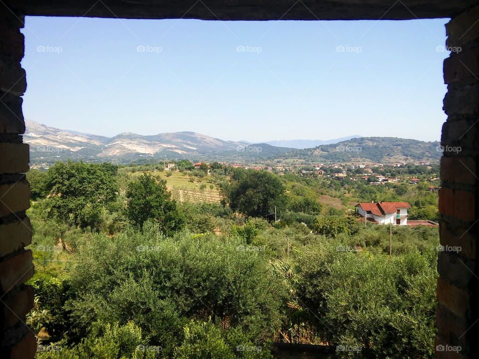 Countryside from window