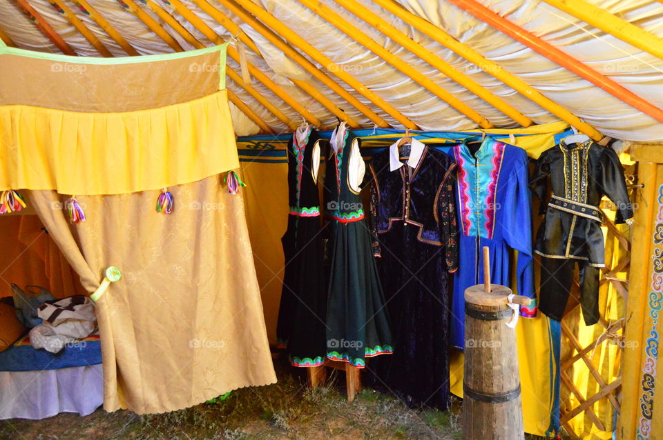 view inside the yurt. history of the people of Kalmykia