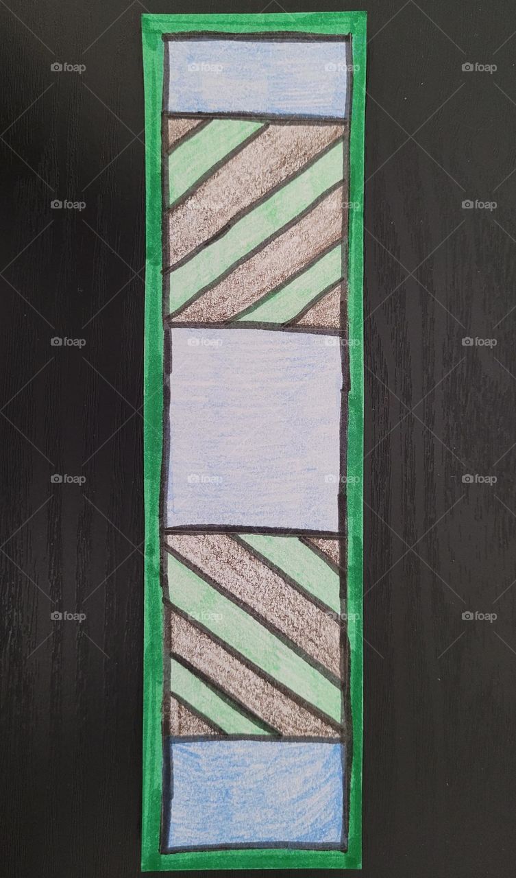 medium green and brown striped bookmark