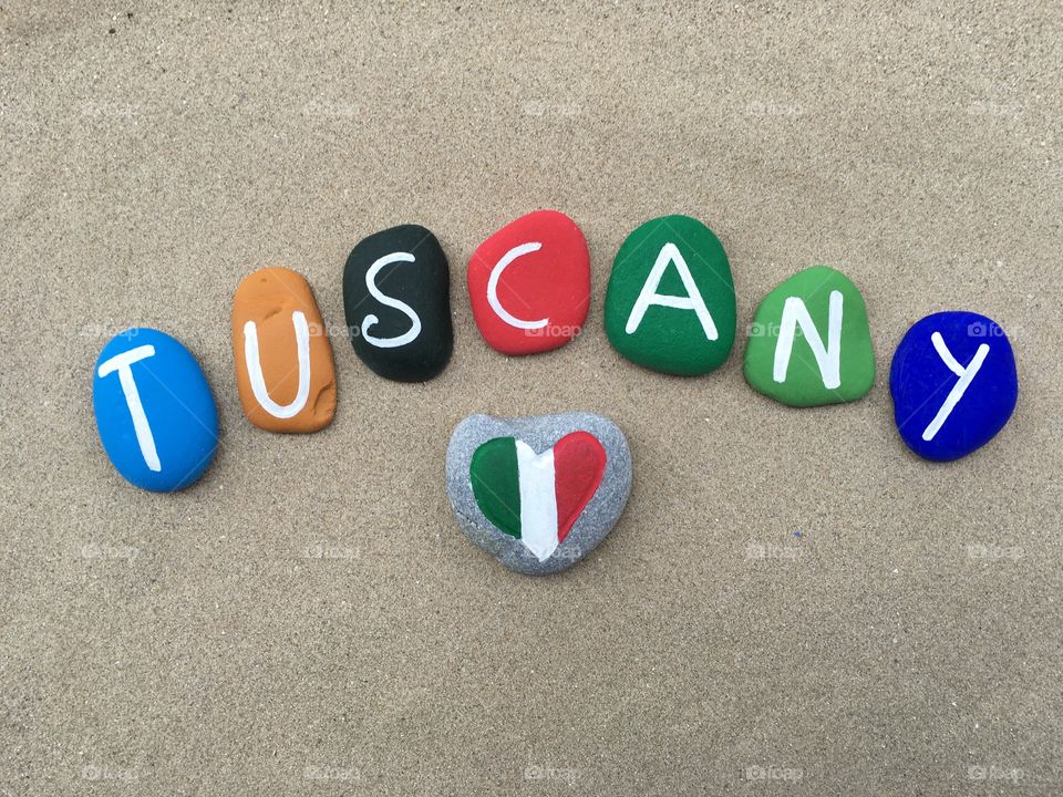 Tuscany region, Italy, souvenir on colored stones