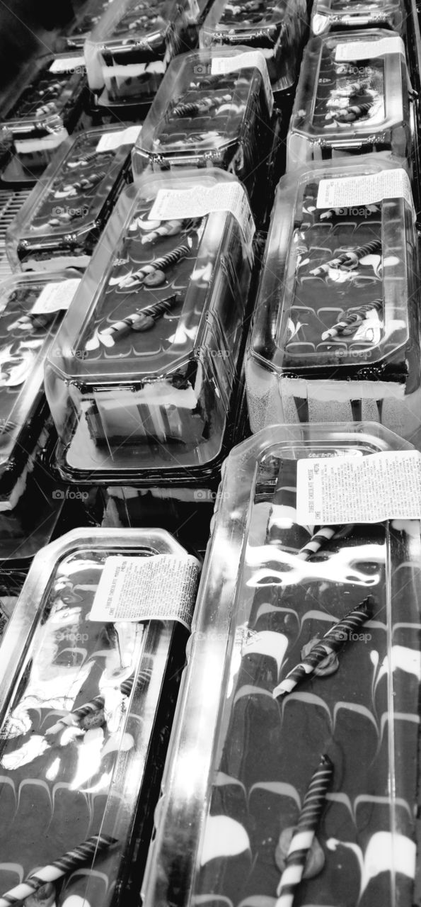 tuxedo desserts in case at Costco