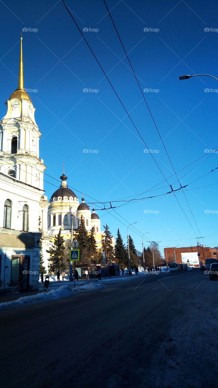 город.улица.небо.голубое.церковь