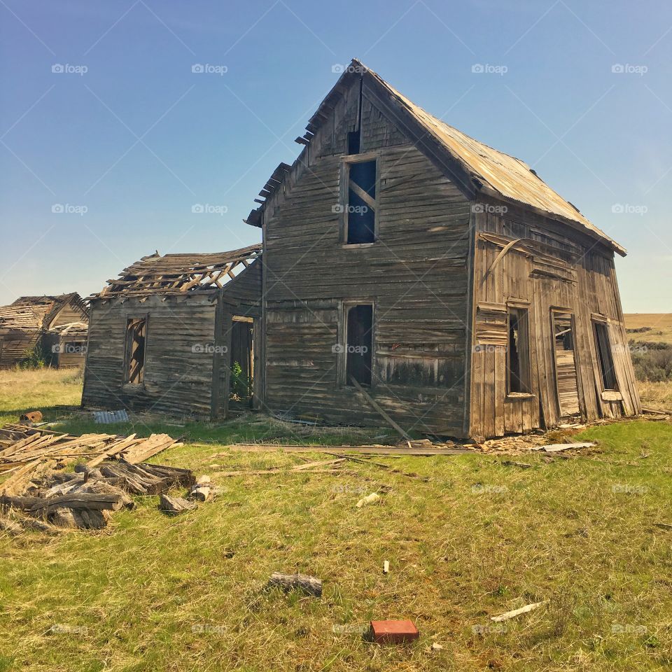 Old rustic wooden home from abandoned town