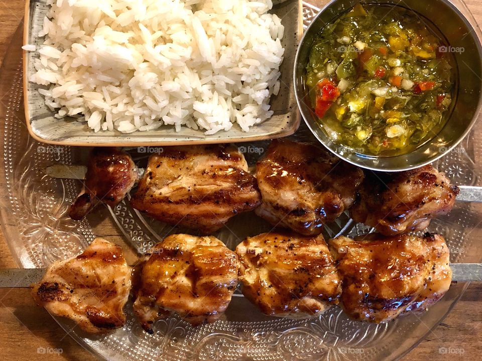 Shashlik with rice 