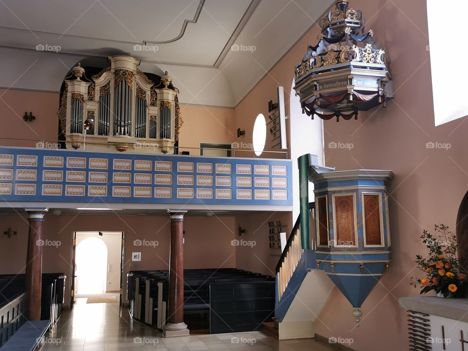 Organ and pulpit the old church