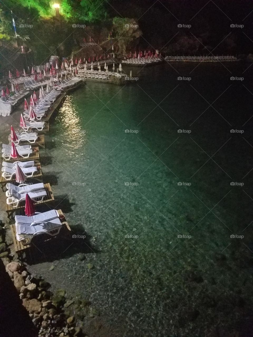 night view of Hidden beach in old Antalya turkey