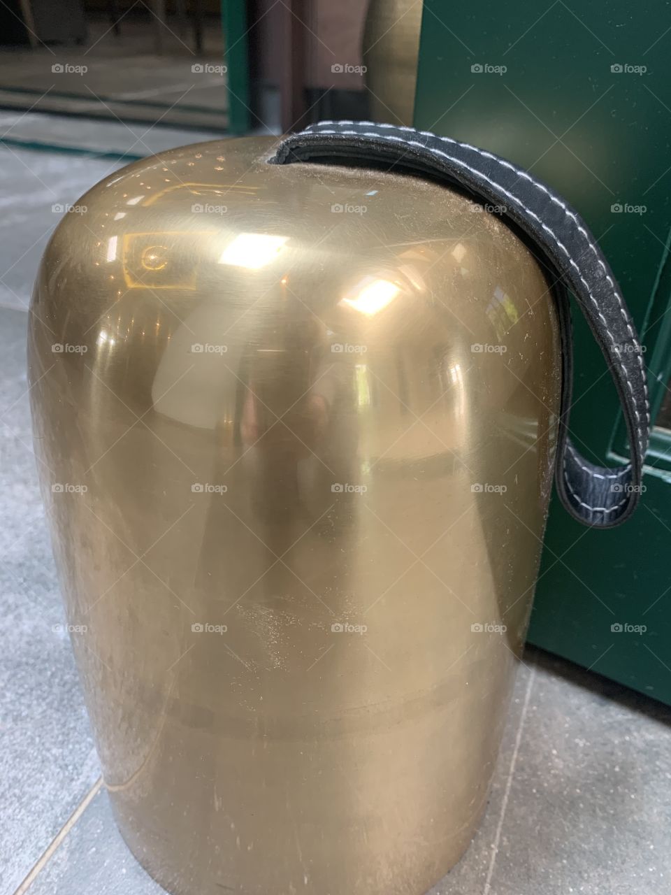 Metal door stopper leather handle