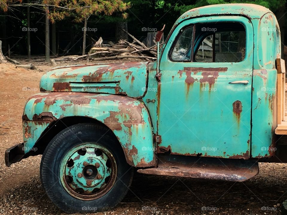 weathered rust green old truck