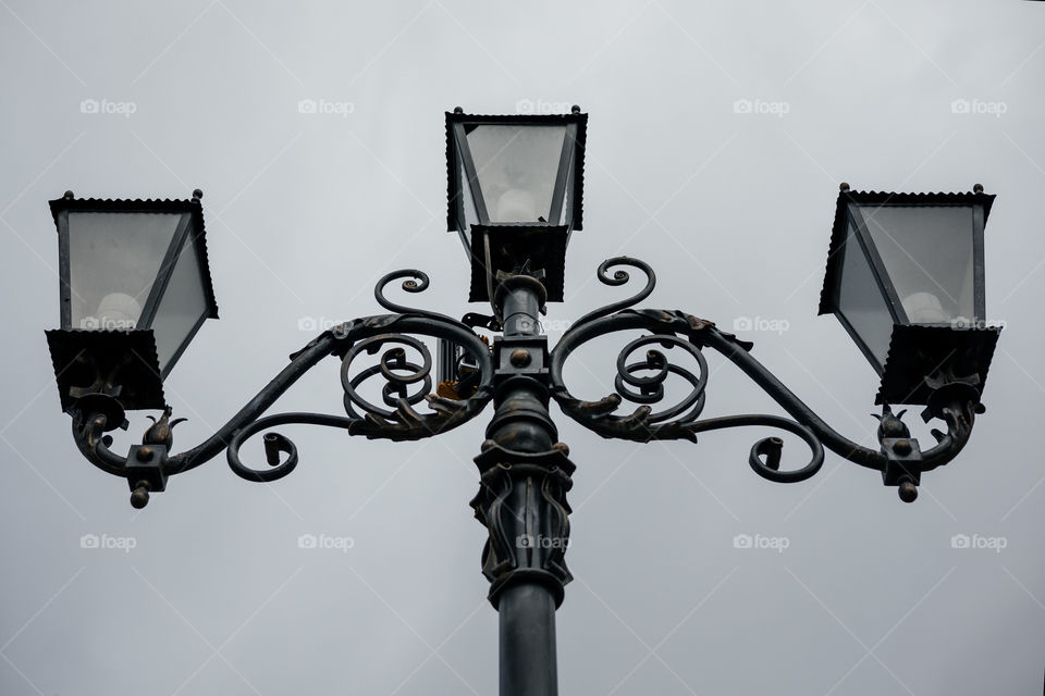Street lamp close up .  bottom view