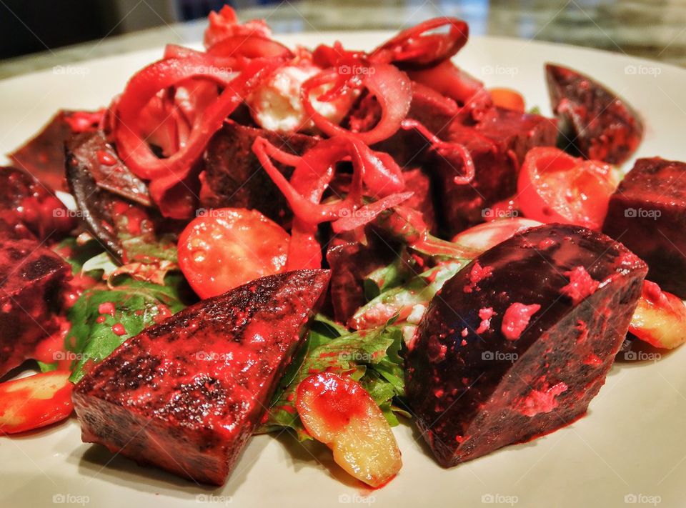 Heirloom Beet Salad. Red Beets In A Salad
