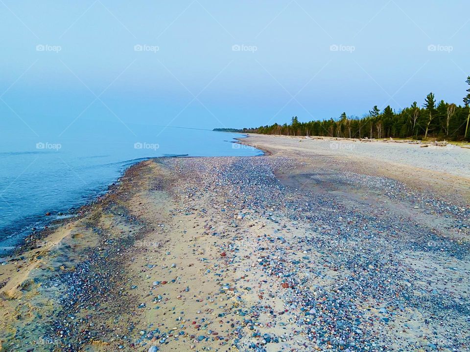 Sandy Lakeshore on Lake Superior in the Upper peninsula  of Michigan