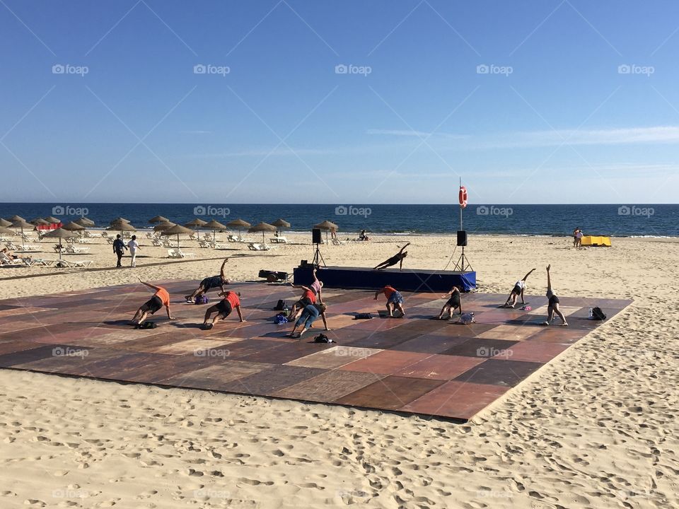 Yoga on beach 