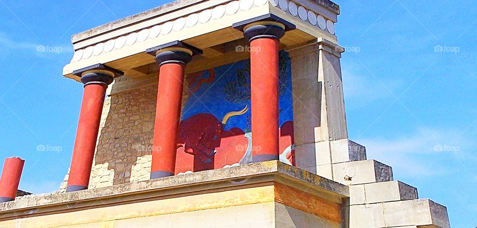 The Red Bull of Knossos, Heraklion, Crete, Temple of Minos, Minoans, bull-leaping, Minotaur 