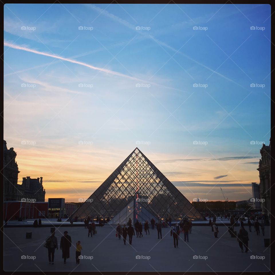 Pyramide du Louvre at Sunset, Paris