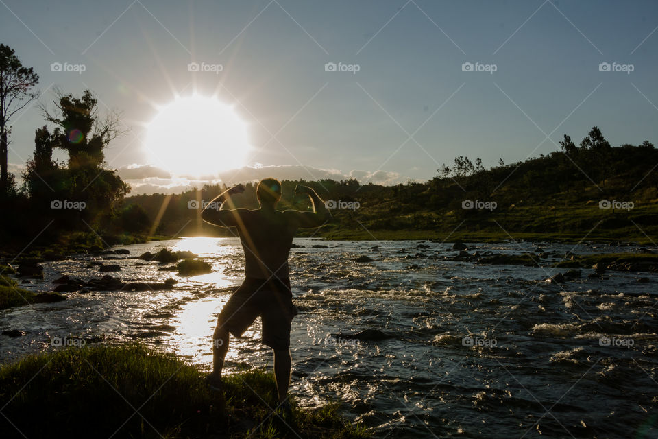 fitness at sunset