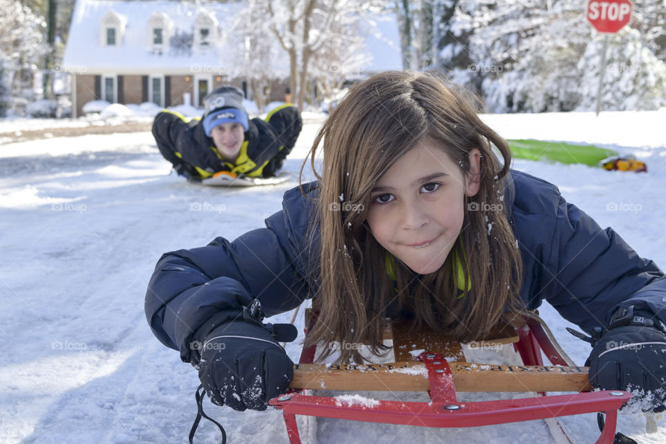 Winter Sledding with Friends 