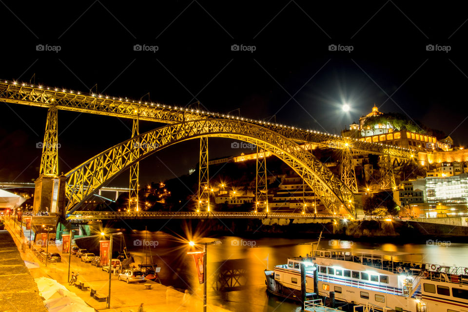 Bridge at night in Porto