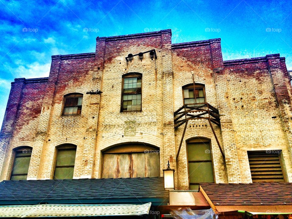 Low angle view of old abandoned building