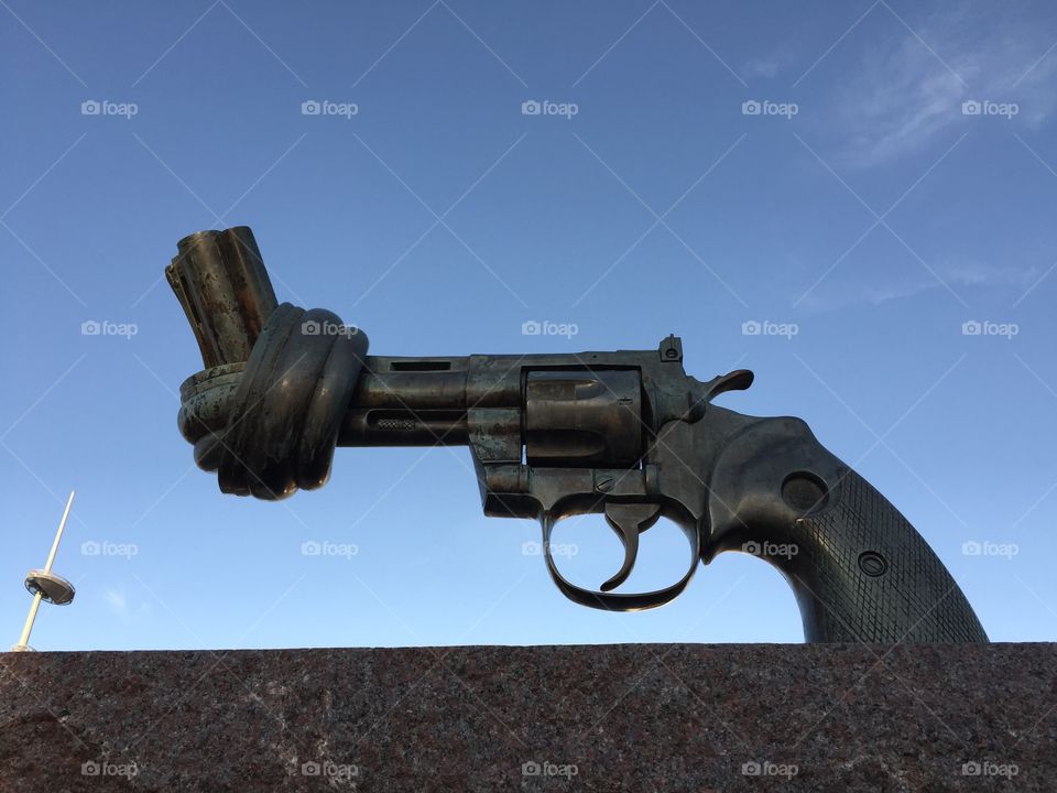 Gun sculpture. 