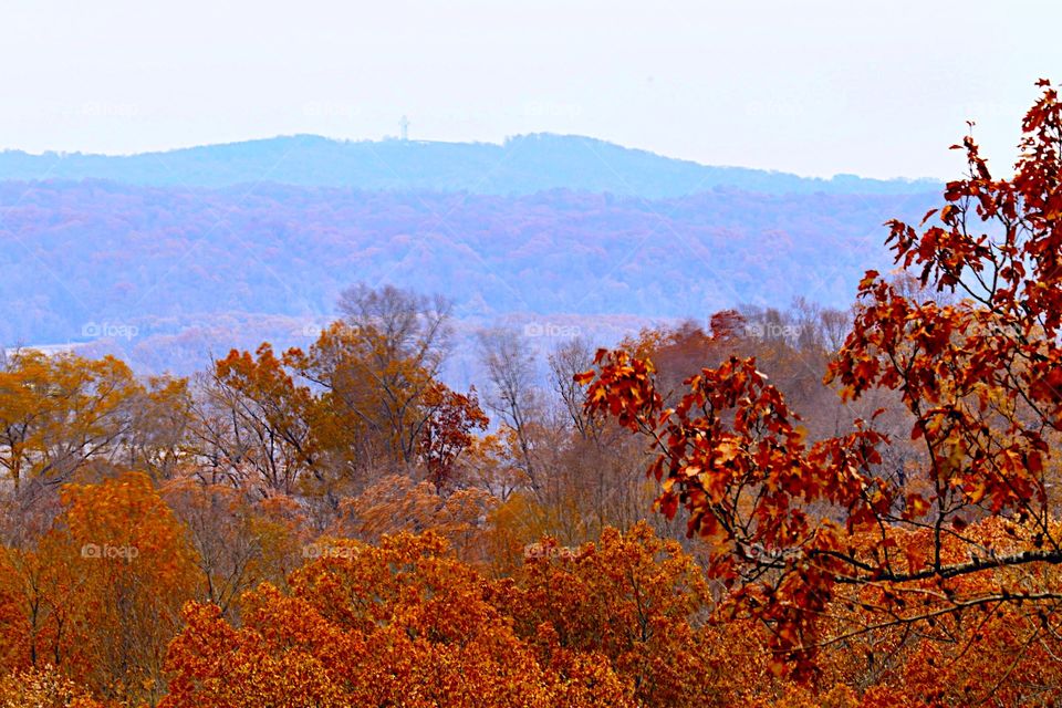 The cross off in the distance. Looking at Illinois from Missouri 