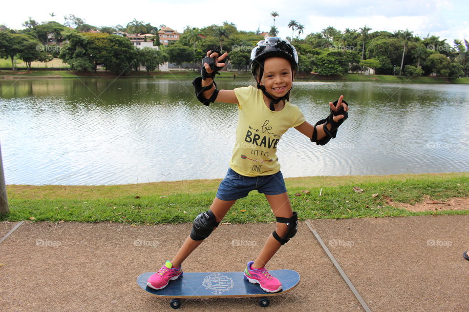 Little girl skateboarding