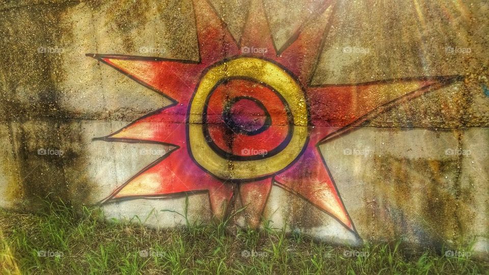 sun, sunrays, graffiti,