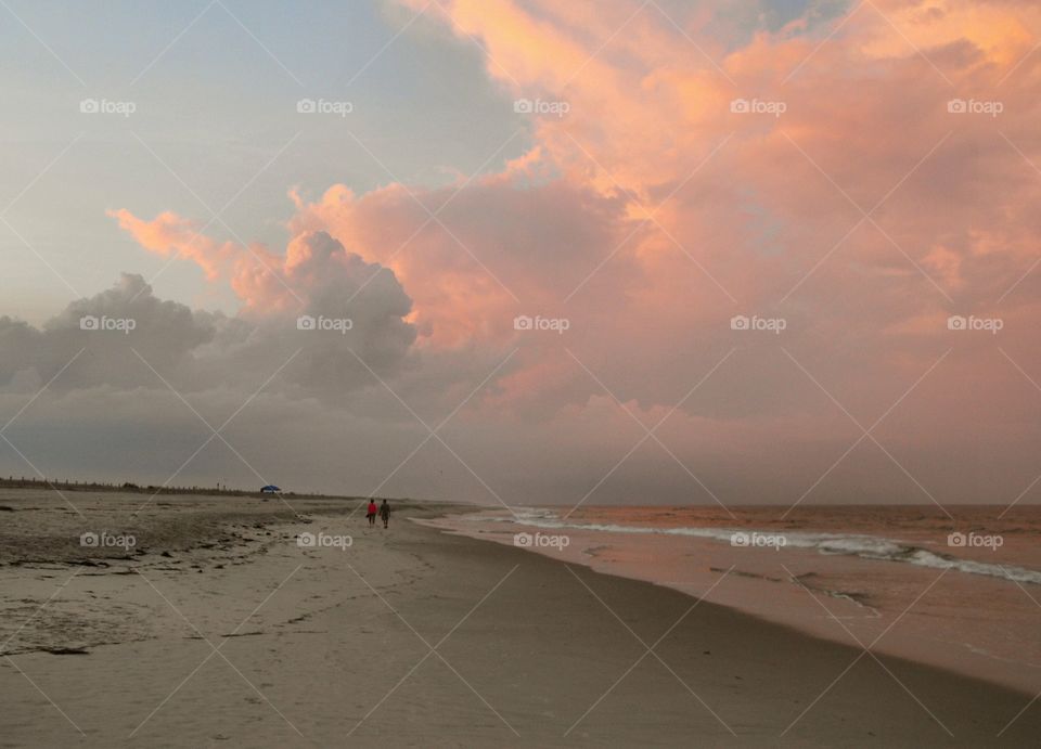 Beach Walkers. walkers on the beach at Assateague Island