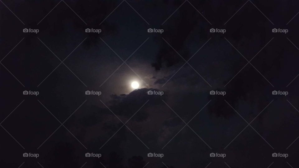 Moon and Clouds on a Beautiful Night