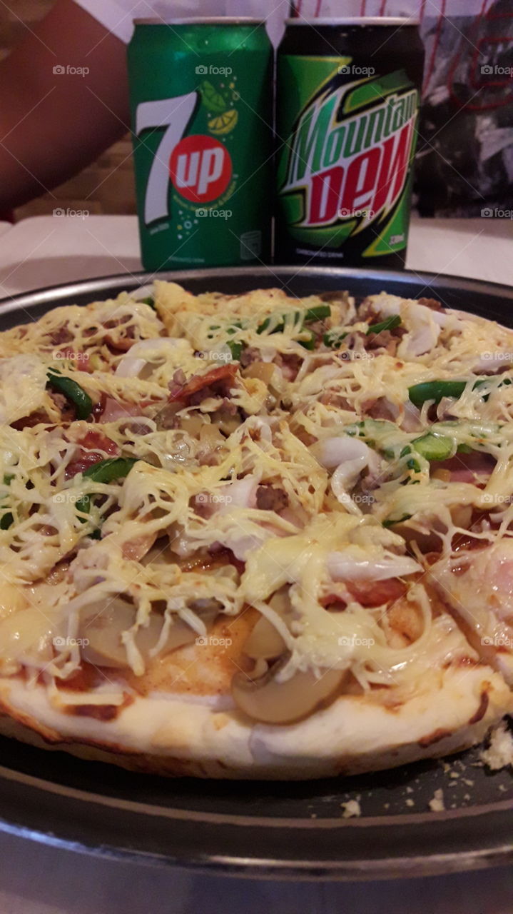 Pizza and Soda One Rainy Afternoon