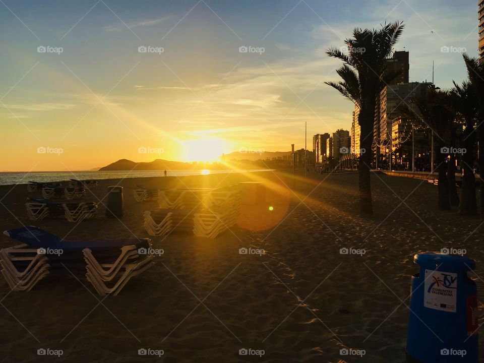 Sunset over Levante beach