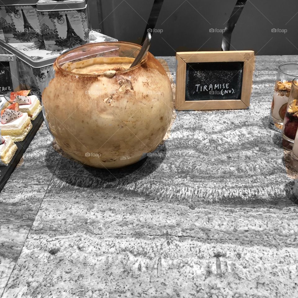 Delicious tiramisu waiting for guests