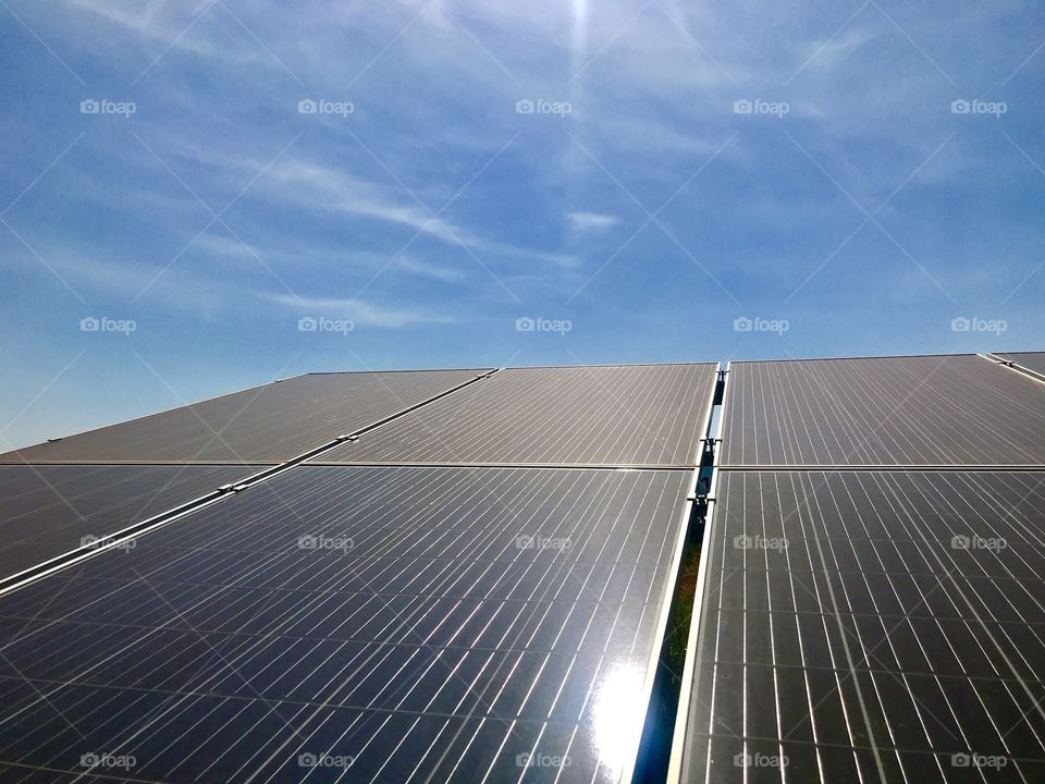 Solar panel with blue sky