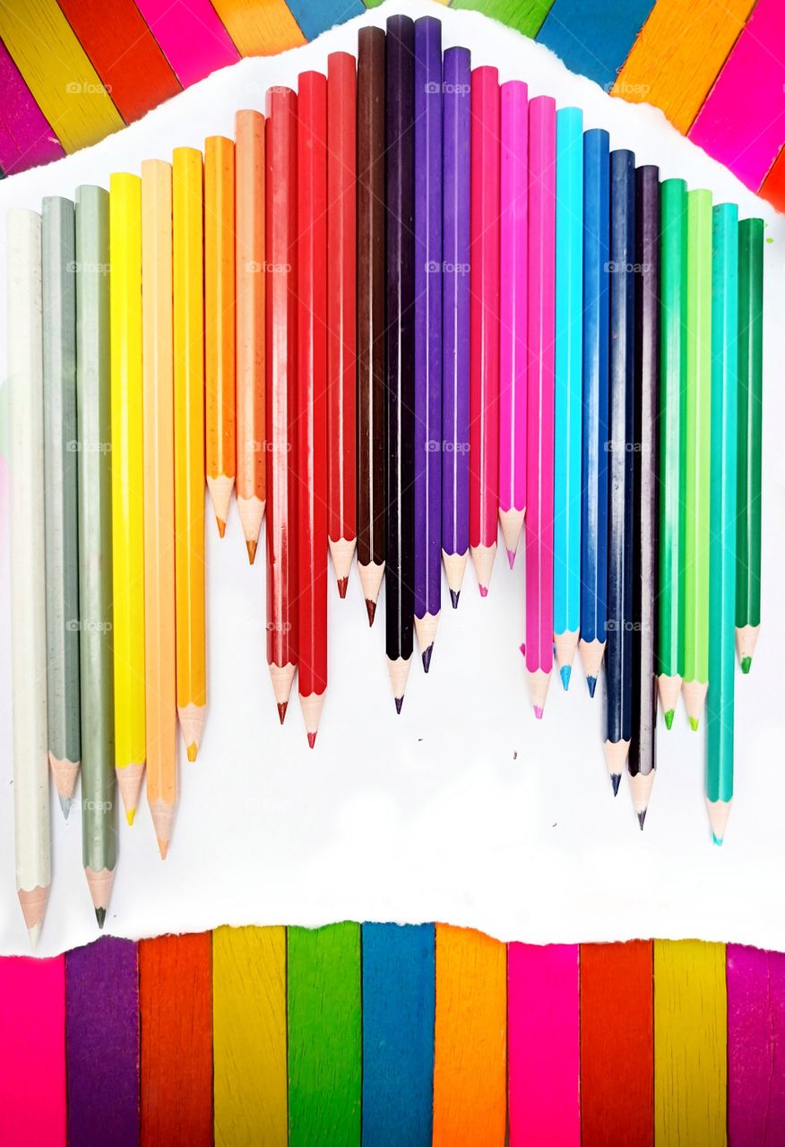 Crayons and colored papers