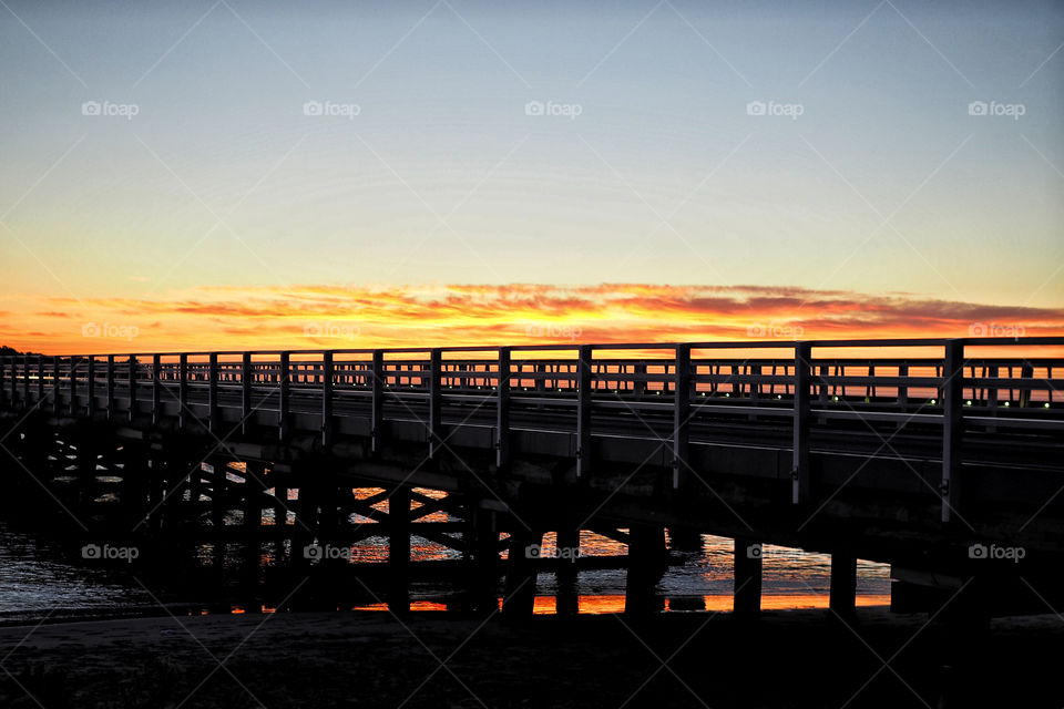 Wooden bridge at sunrise, Barwon Heads, Victoria, Australia 