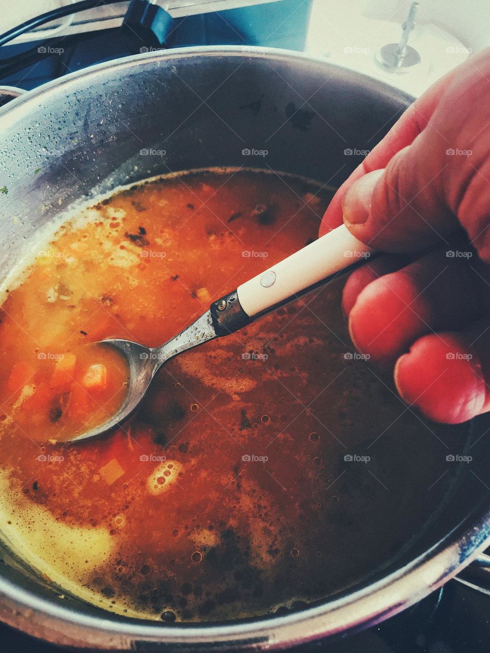 pumpkin cream soup in preparation