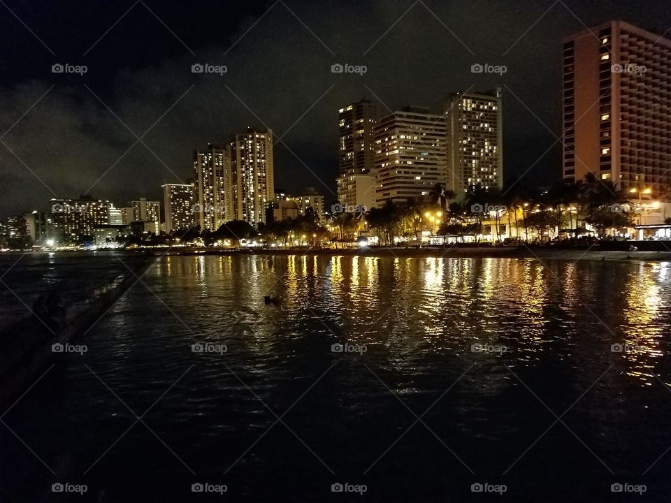 Waikiki evening skyline.