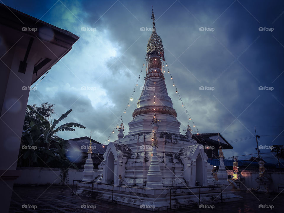 Thailand temple under cloud