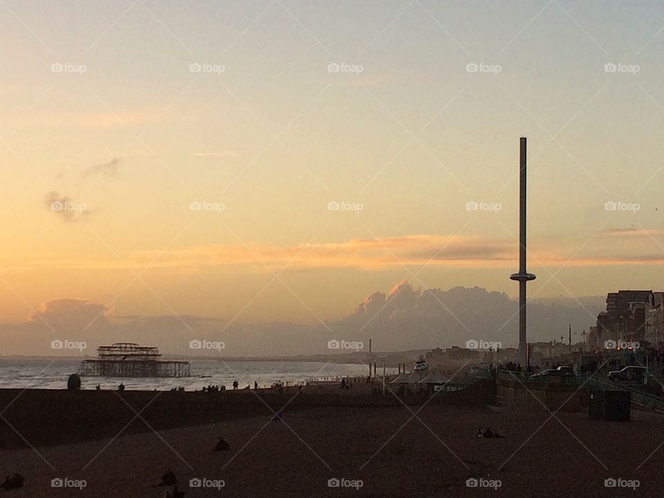 View of Brighton i360 and West Pier