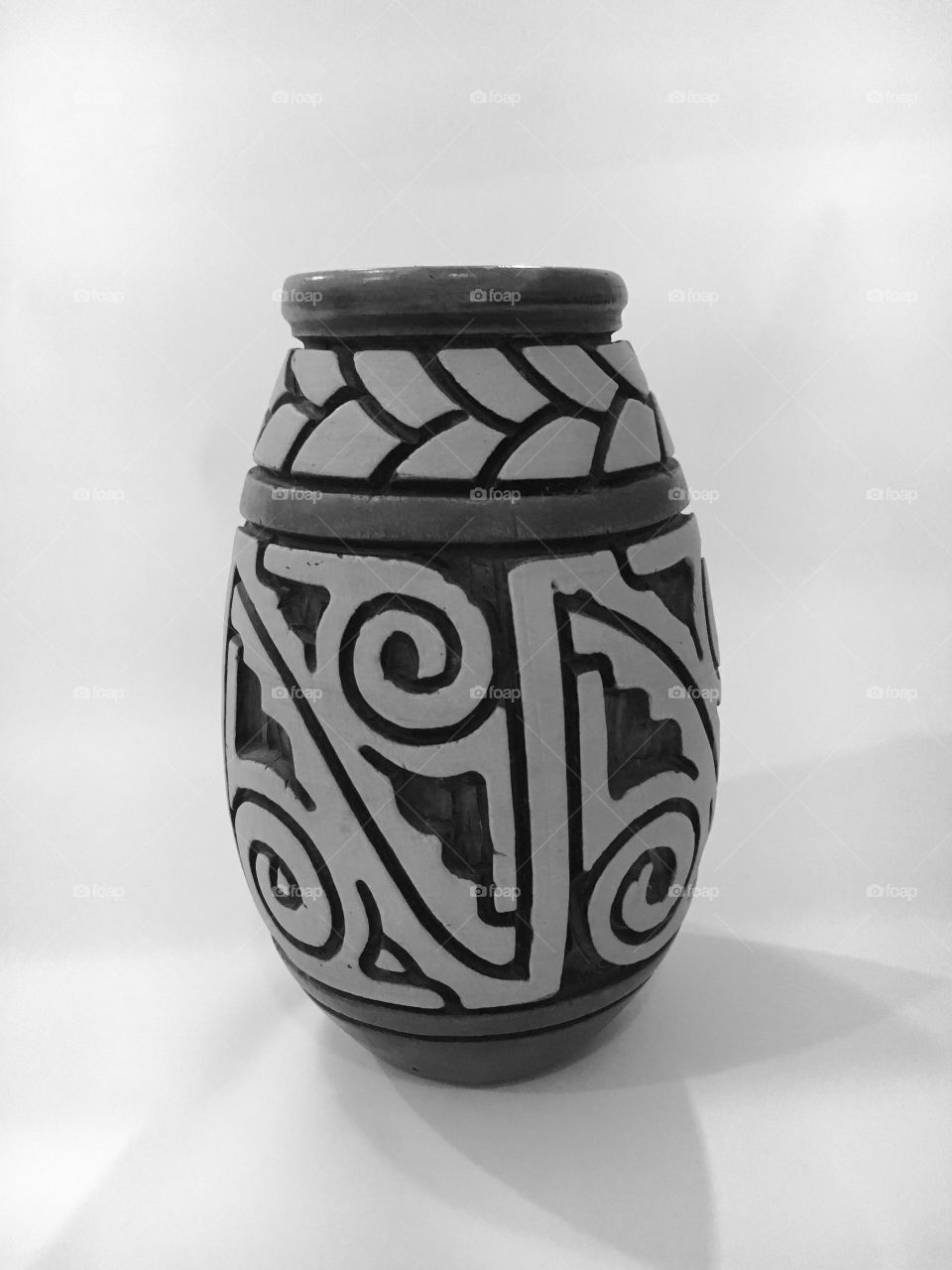Simple wooden vase black and white