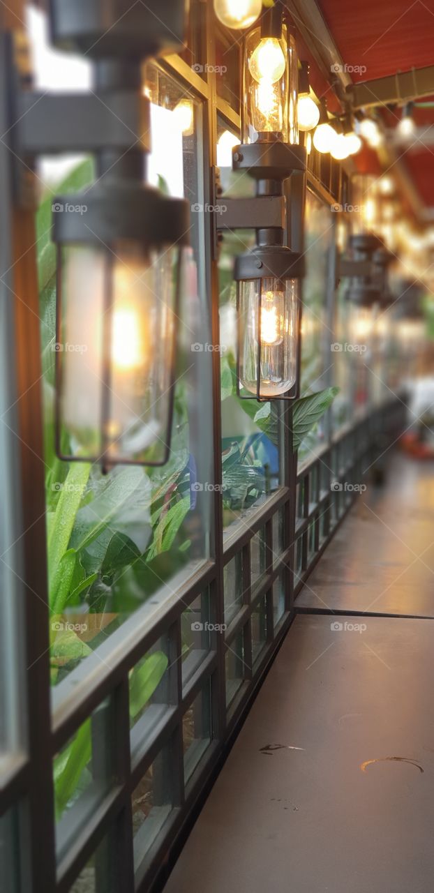 lamps in a restaurant